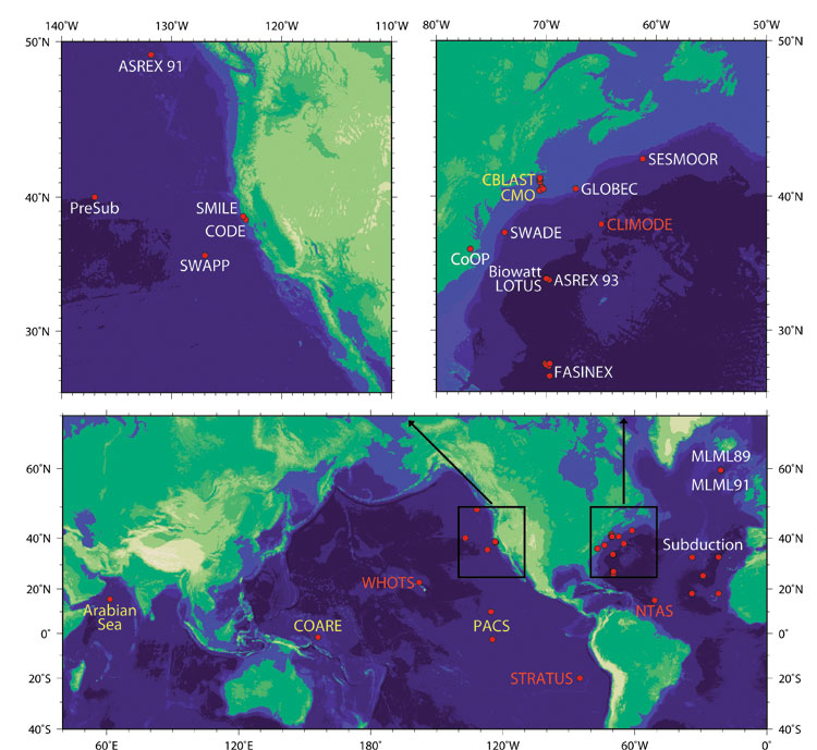 UOP Surface Mooring Deployment Sites Map